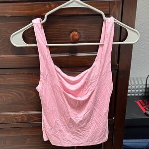 Women's Pink Cowl Neck Tank Top - Lightweight Casual Layering